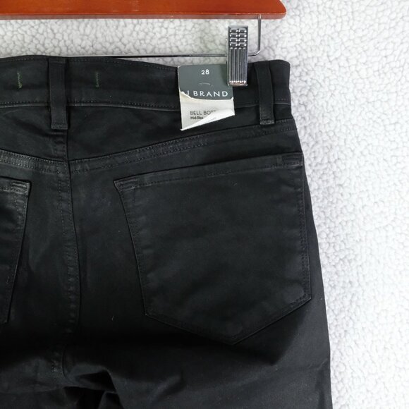 J Brand Jeans Womens 28 Black Bell Bottom Mid Rise Stretch Waxed Denim - Picture 5 of 15
